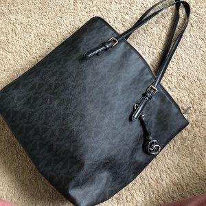 Black large Michael Kors monogrammed tote bag